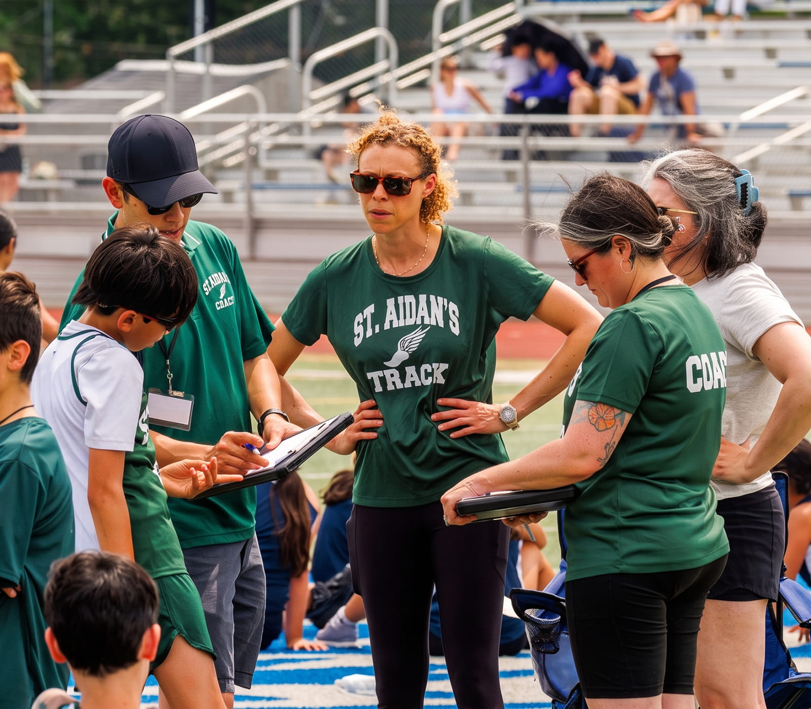 Board-certified orthopedic surgeon Dr. Barbara Steele coaching athletes on the field
